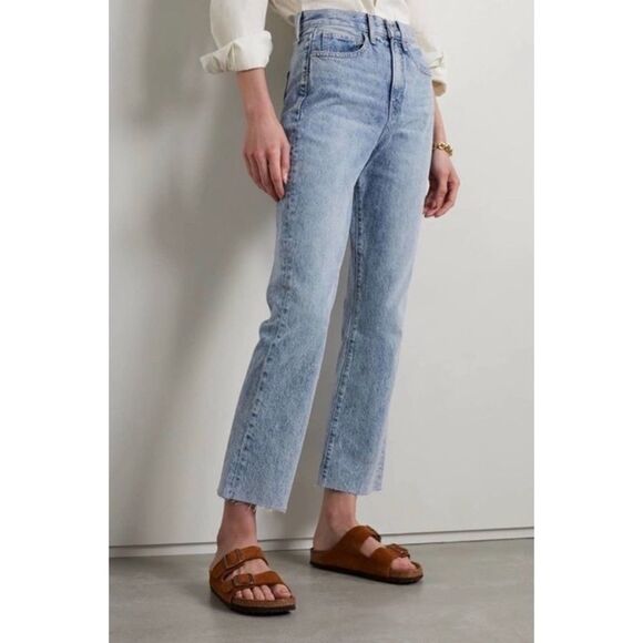 NWT VERONICA BEARD Carly Kick Flare Rigid High Rise Crop Jeans in Pebble Stone - Picture 8 of 16